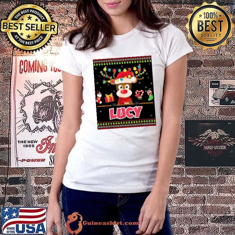 Cute Reindeer Lucy Merry Christmas Light Santa Hat Sweater Ladiestee