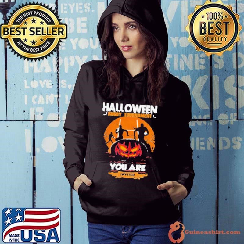 Halloween Rugby Tournament You Are Invited Pumpkin Moon Hoodie