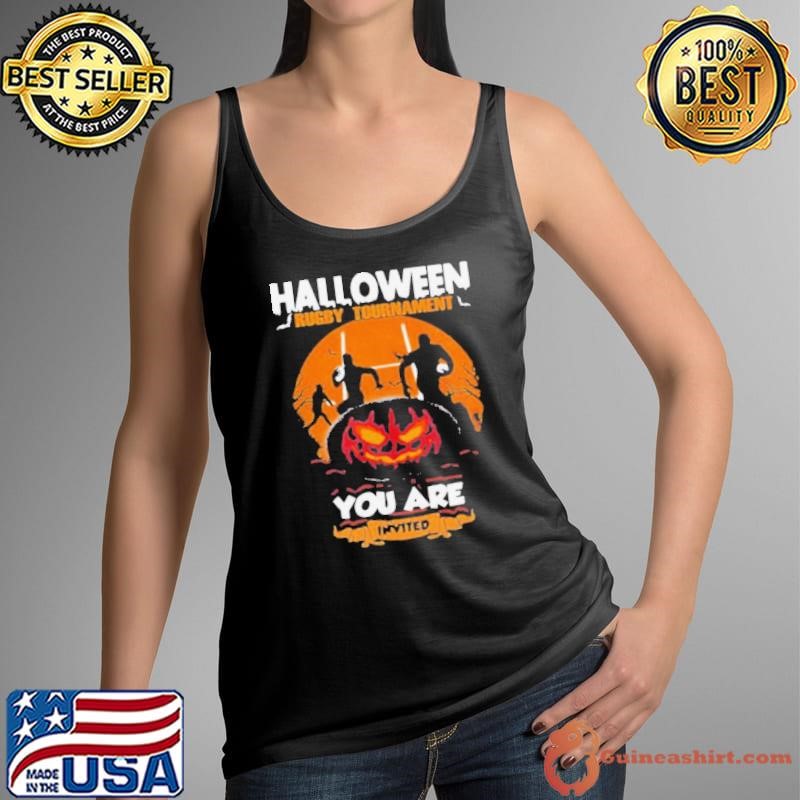 Halloween Rugby Tournament You Are Invited Pumpkin Moon Tank Top