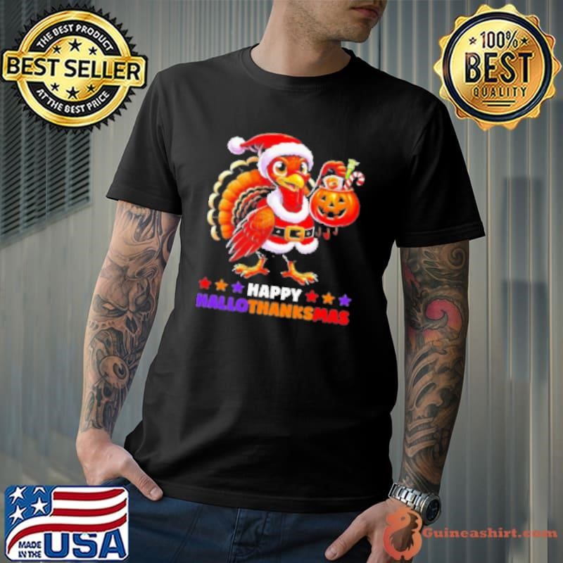 Happy Hallothanksmas Halloween Thanksgiving Xmas 2024 Shirt