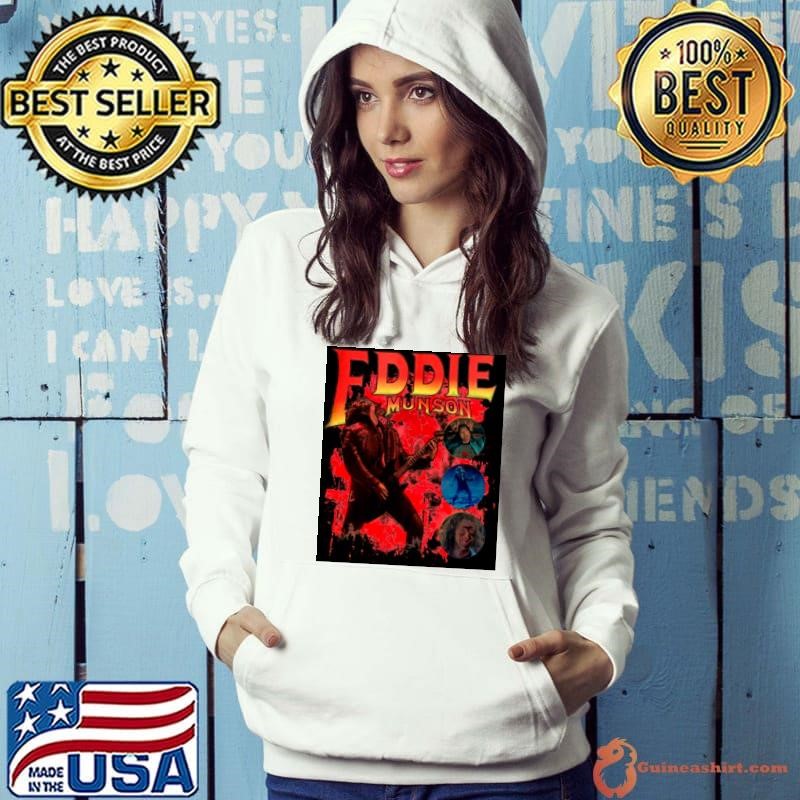 Joseph Quinn Eddie Munson Playing Guitar Red Hoodie