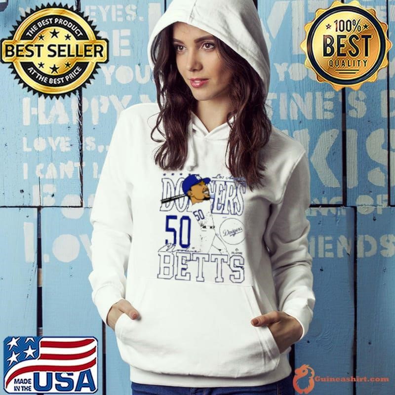 Los Angeles Dodgers Mookie Betts #50 Slugger Swing Caricature Hoodie