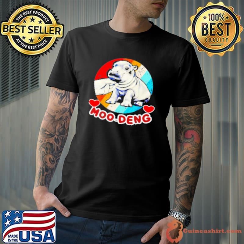 Moo Deng bouncy pig in vintage style the cute baby hippo -Shirt
