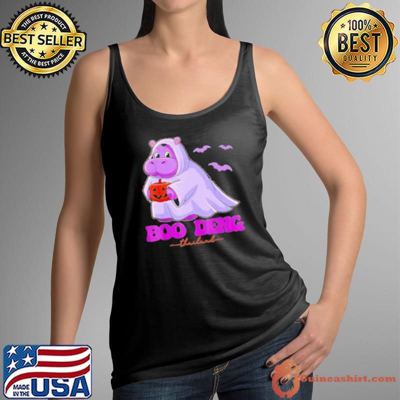 Moo deng cute baby pygmy hippo bouncy pig in Thai Halloween Tank Top