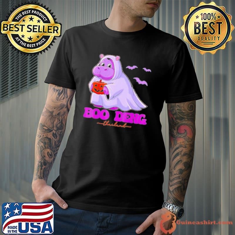 Moo deng cute baby pygmy hippo bouncy pig in Thai Halloween Shirt