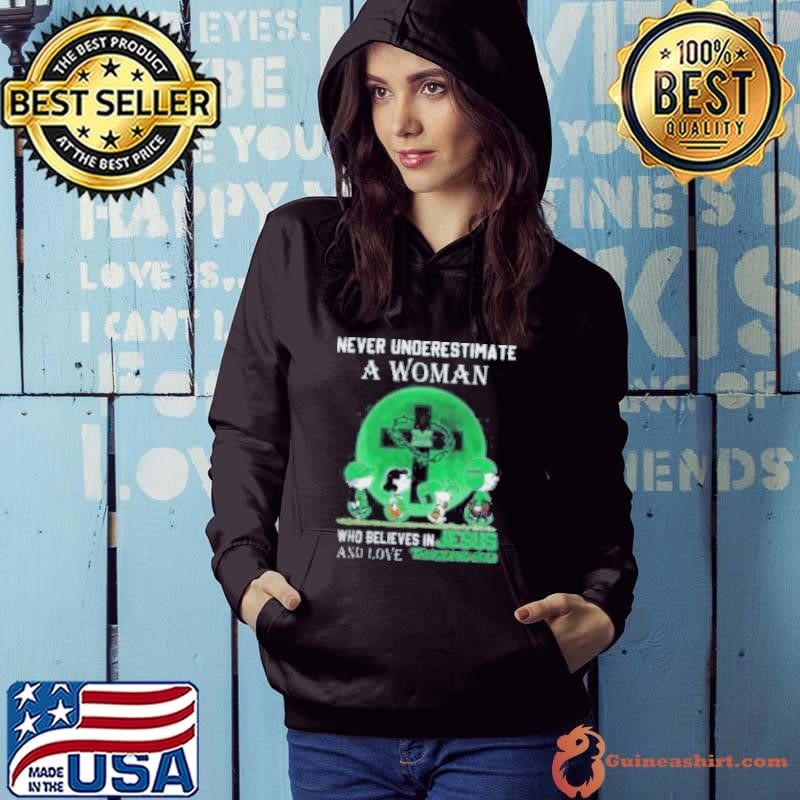 Peanuts Characters Never Underestimate A Woman Who Believes In Jesus And Loves Marshall Thundering Herd Hoodie