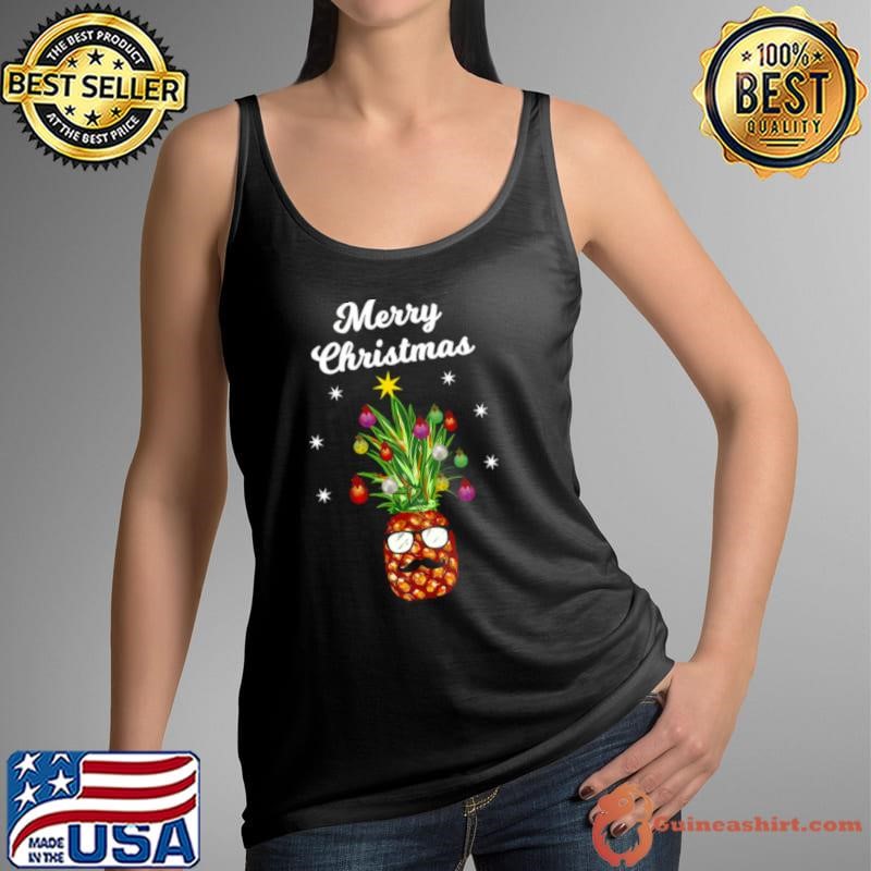 Pineapple Tree Merry Christmas Santa Claus Reindeer shirt