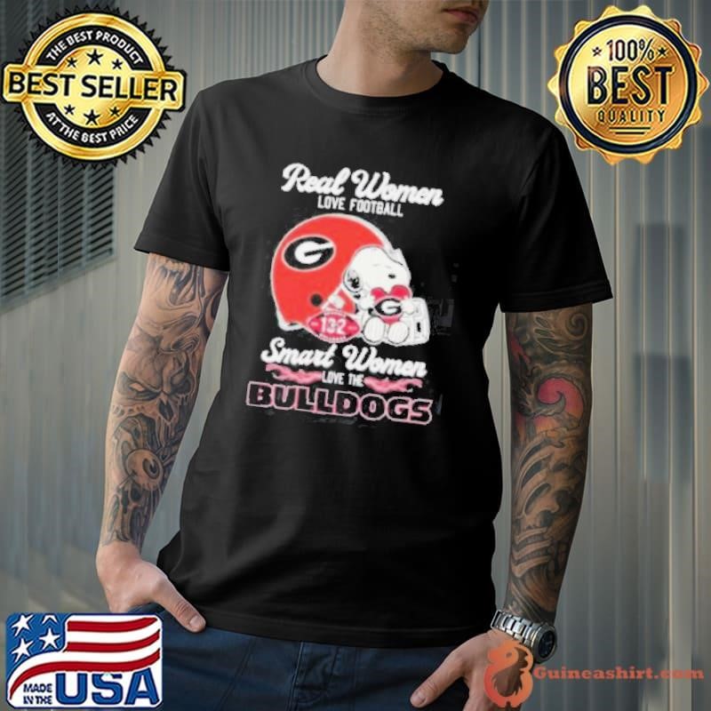 Real Women Love Football Smart Women Love The Georgia Bulldogs X Snoopy Shirt
