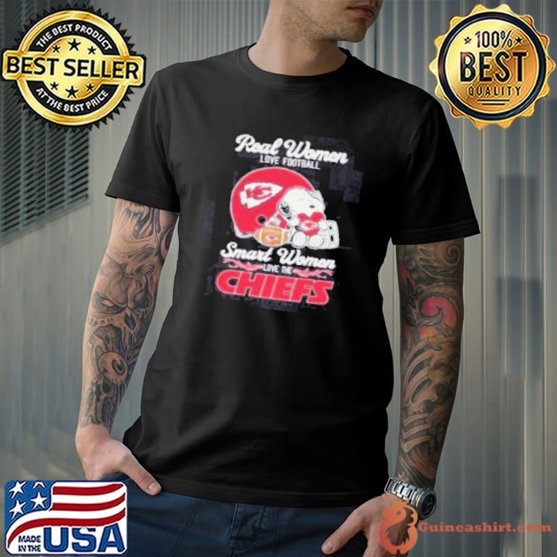 Real Women Love Football Smart Women Love The Kansas City Chiefs Snoopy Love Shirt