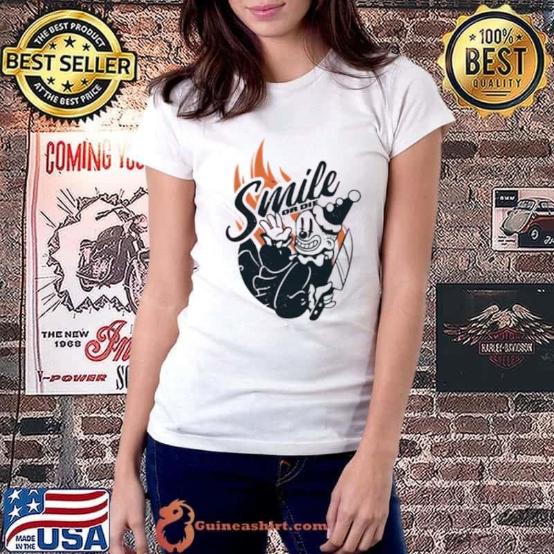 Retro Cartoon Clown Smile Or Die Halloween Illustration Ladiestee