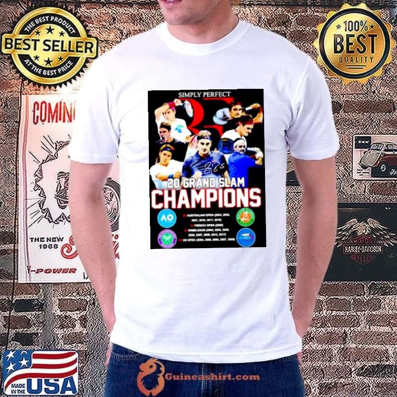 Roger Federer simply perfect 20 grand slam champions signature shirt
