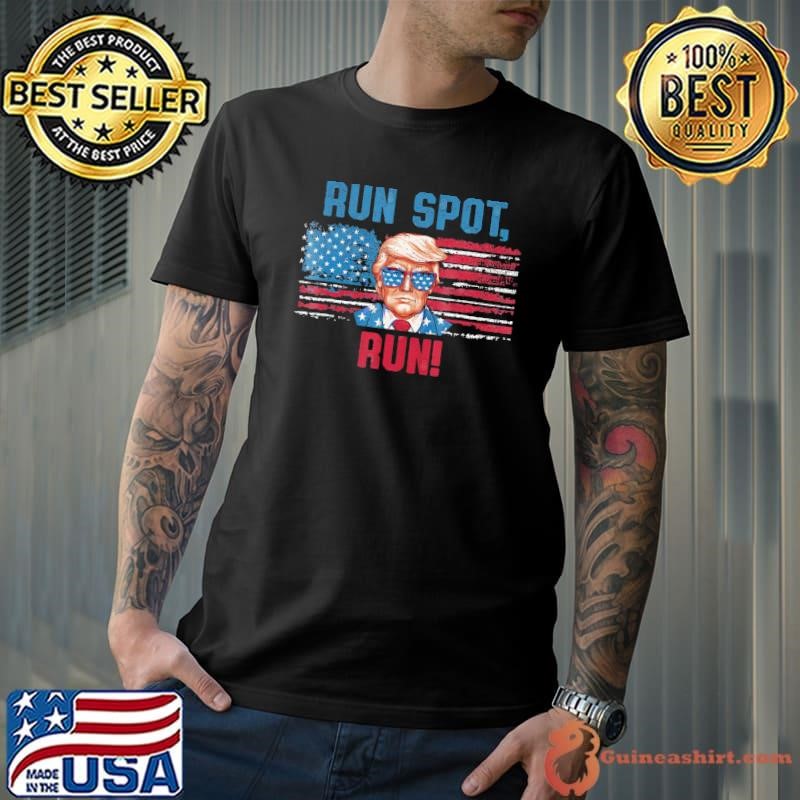 Run Spot Run Donald Trump Debate Quote 2024 Kamala Usa Flag T-Shirt