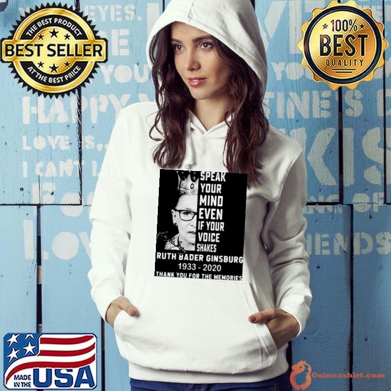 Ruth Bader Ginsburg Speak Your Mind Even If Your Voice Shakes Thank You For The Memories Signature shirt