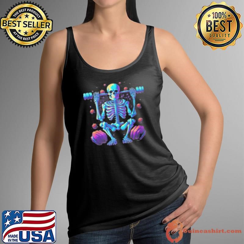 Skeleton Deadlift Halloween Costume Fitness Gym Workout Shirt