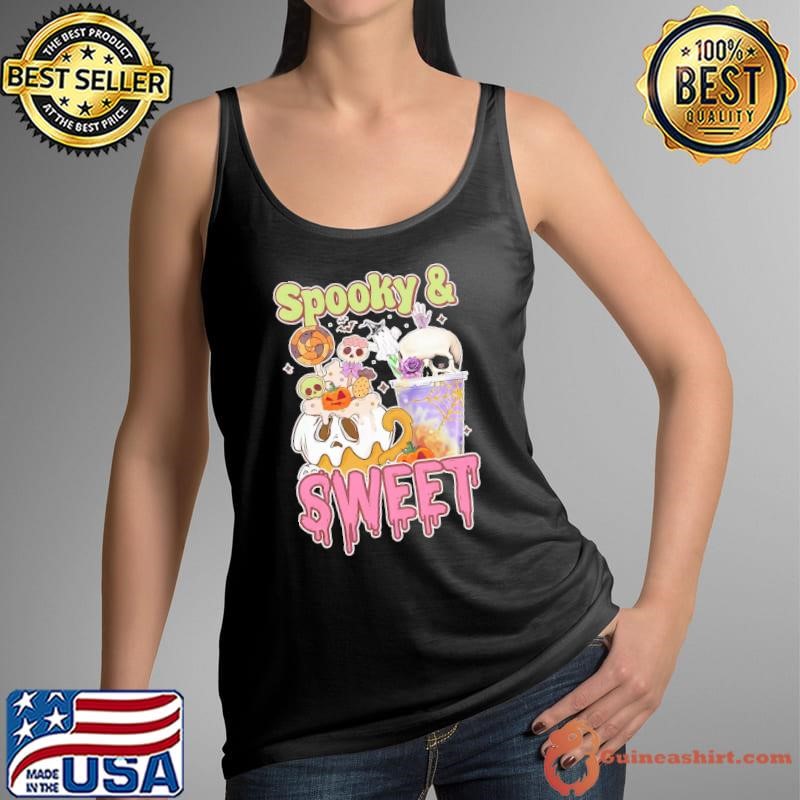 Spooky & Sweet Candy Ghost Halloween Quote Tank Top