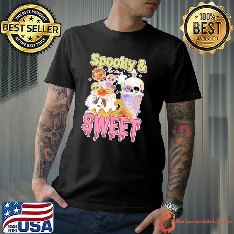 Spooky & Sweet Candy Ghost Halloween Quote T-Shirt