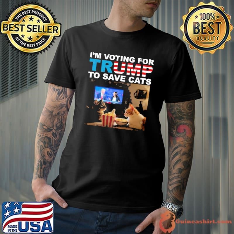 Vote Trump 2024 To Save Cats From Being Eaten USa Flag T-Shirt