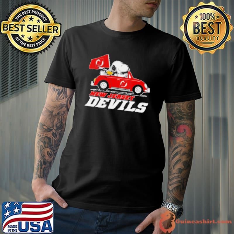2024 Snoopy and Woodstock riding cars New Jersey Devils Shirt