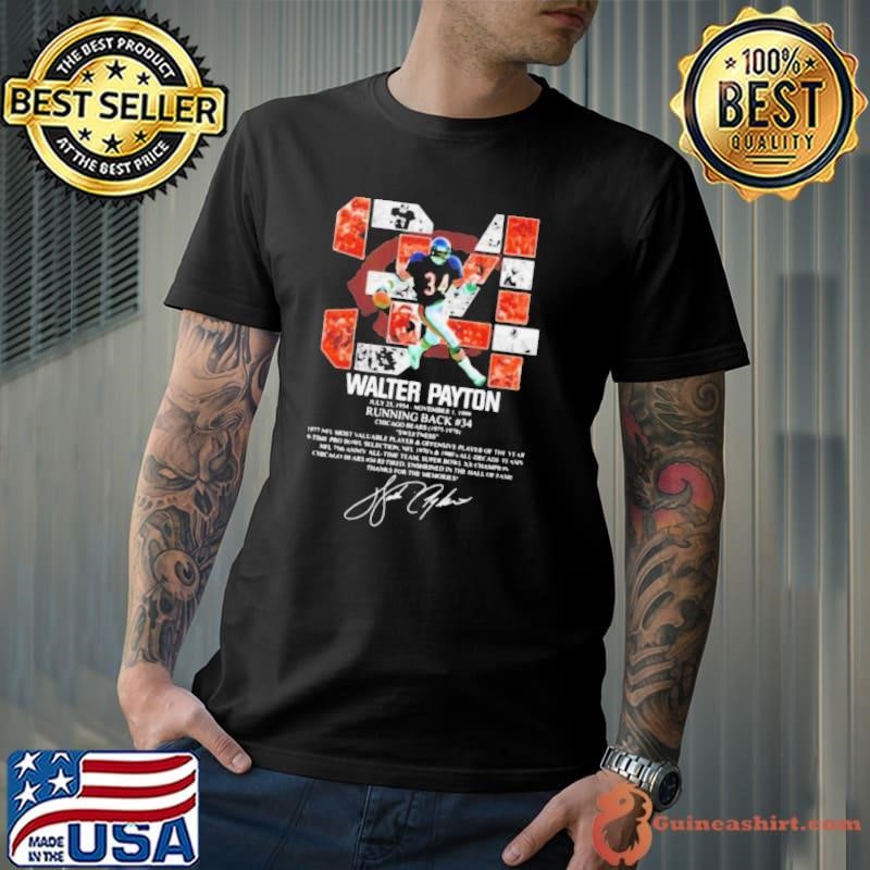 34 Walter Payton July 25 1954 November 1 1999 running back Chicago Bears 1975 1978 signature Unisex