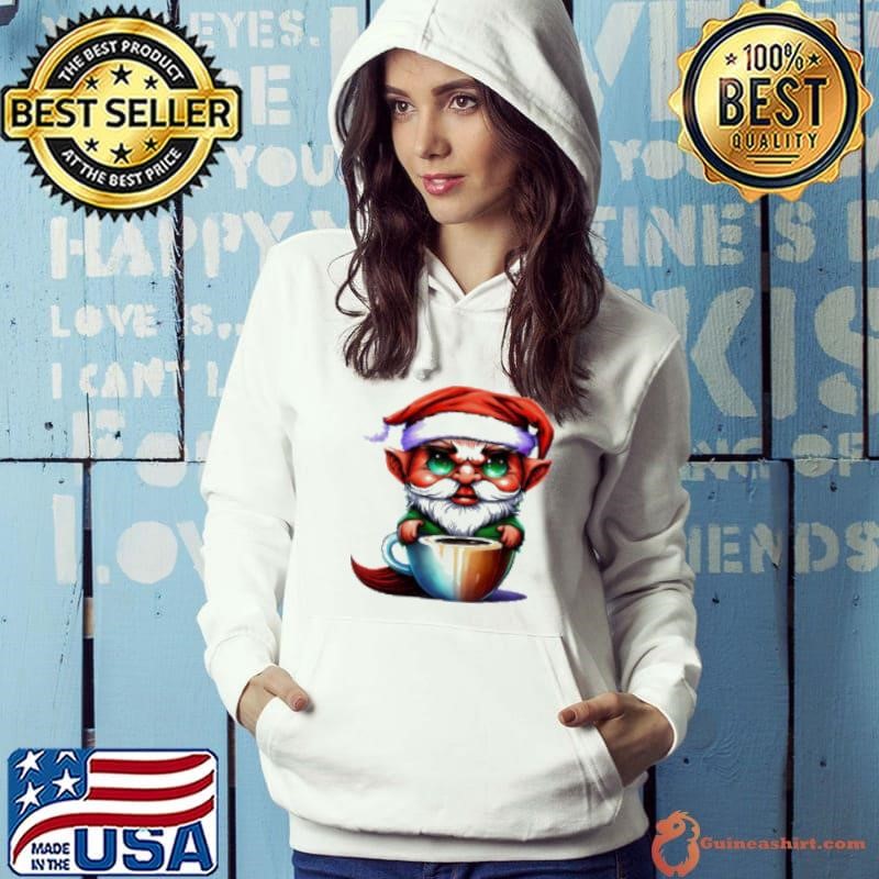 Awesome Cartoon Elf in Coffee Cup Shirt