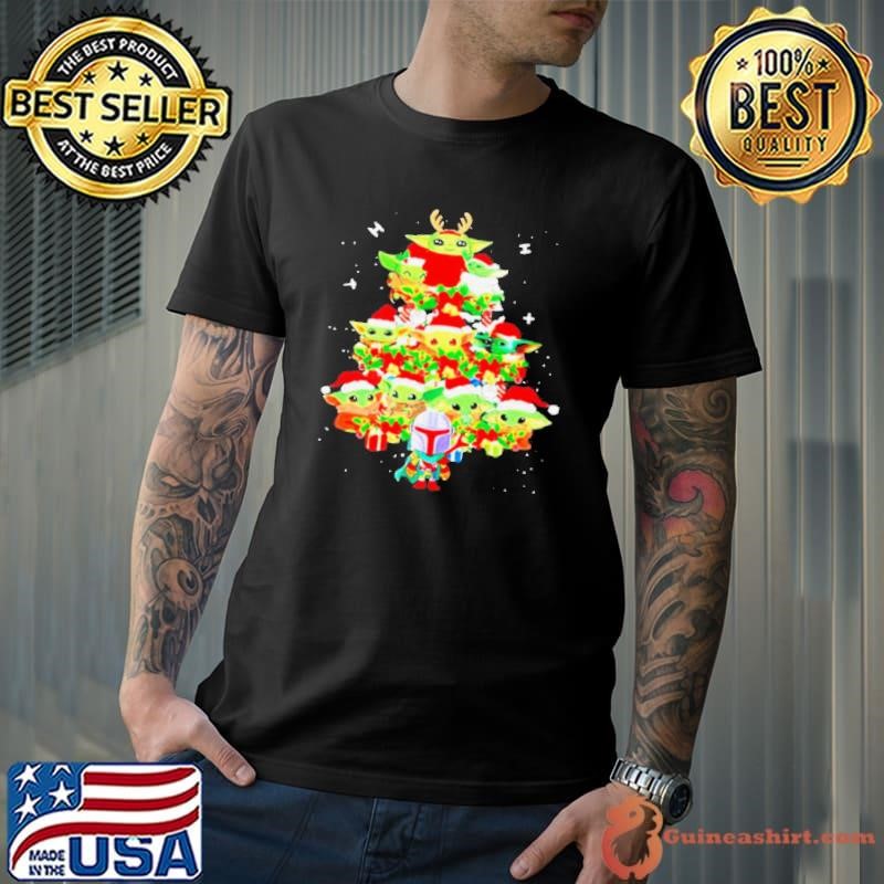 Baby Yoda And The Mandalorian Merry Christmas Tree Gift shirt