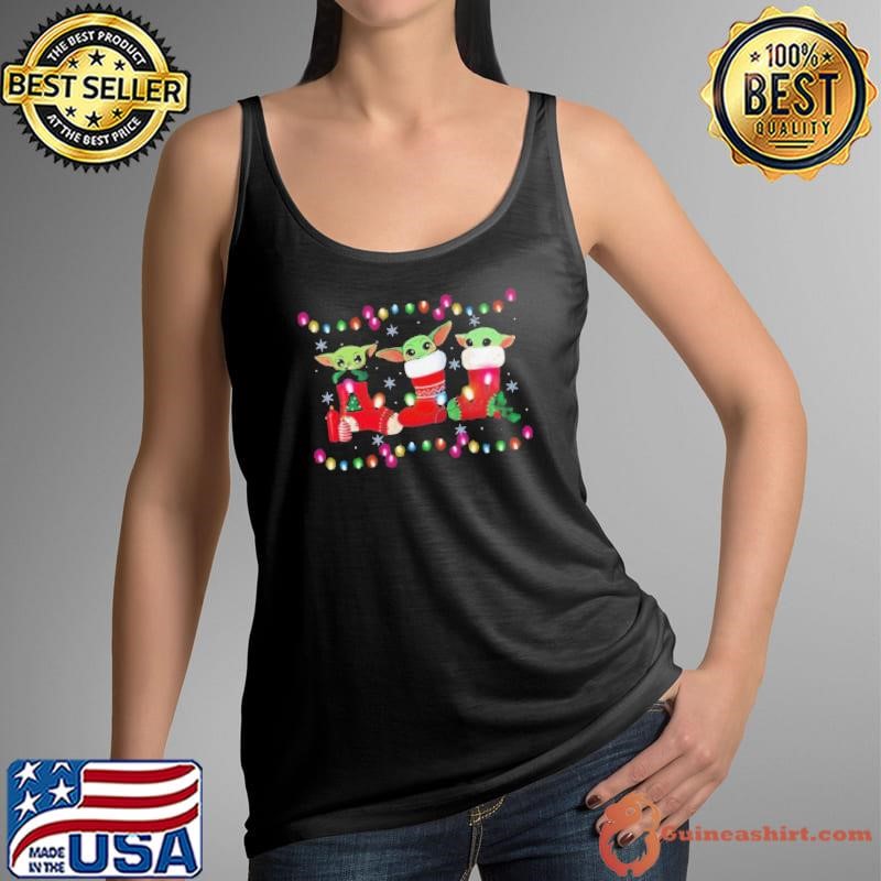 Baby Yoda In Stock Merry Christmas Light shirt