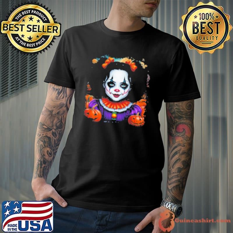 Black Hair Girl Halloween Pumpkins Smile Shirt