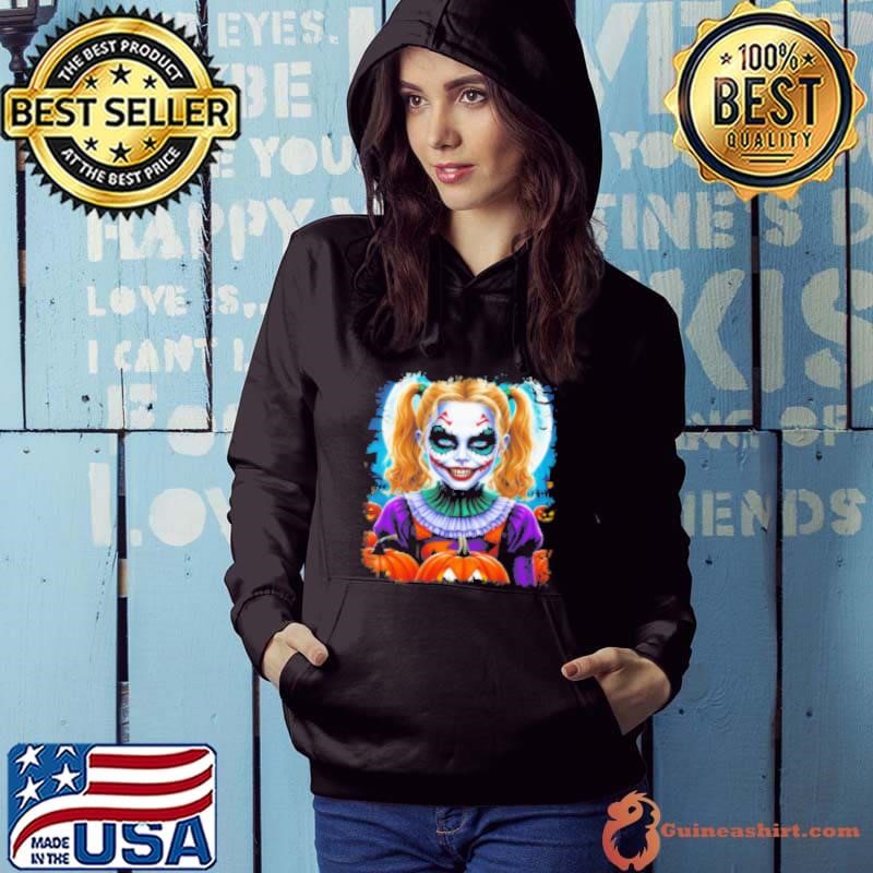 Blond Girl Halloween Pumpkins Smile Hoodie