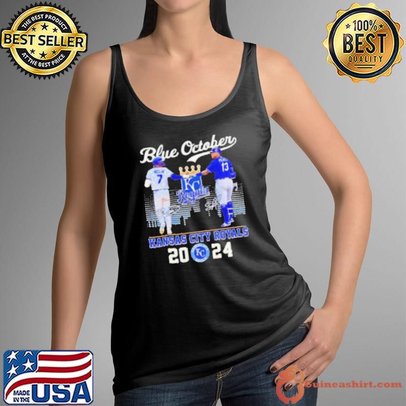 Blue October Kansas City Royals Bobby Witt Jr. and Salvador Perez signature 2024 Tank Top