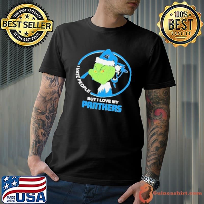 Carolina panthers Christmas grinch I hate people but I love my panthers 2024 shirt