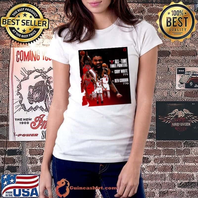 Chicago Bulls All Time Three Pointers No. 3 Coby White 771 No 4 Ben Cordon 770 Poster Shirt