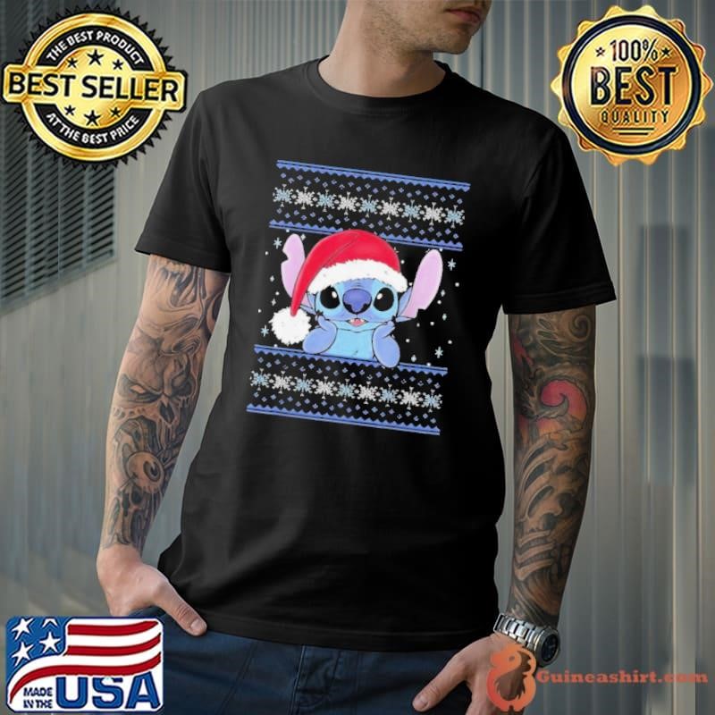 Cute Stitch Wear Hat Santa Clause Xmas shirt