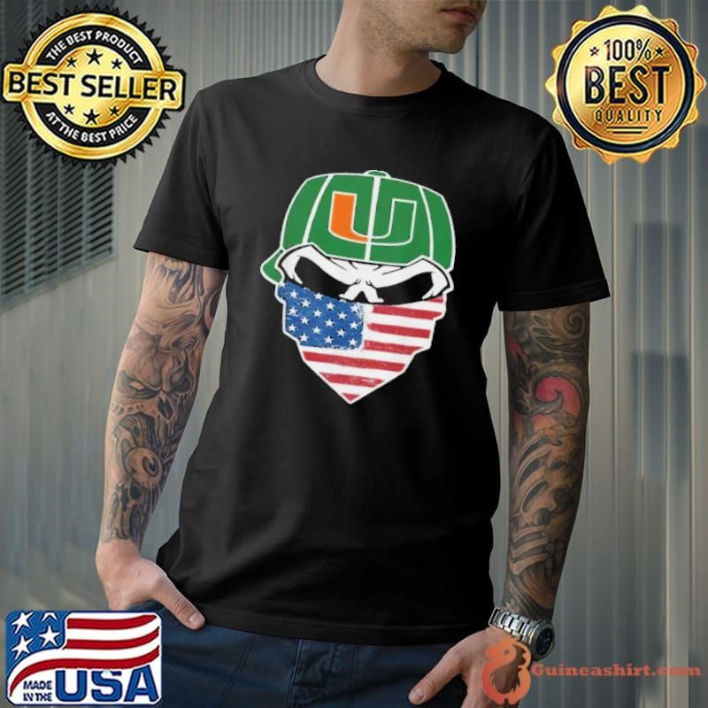 Face Mask American Flag Hat Miami Hurricanes Football shirt