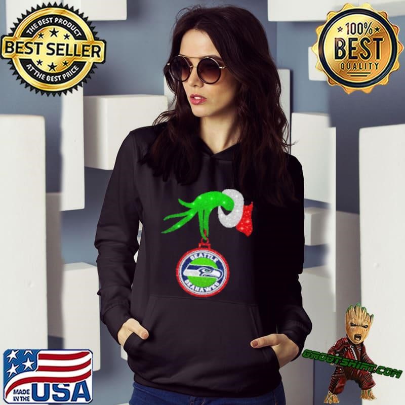 Grinch Hand Holding Seattle Seahawks Christmas Hoodie