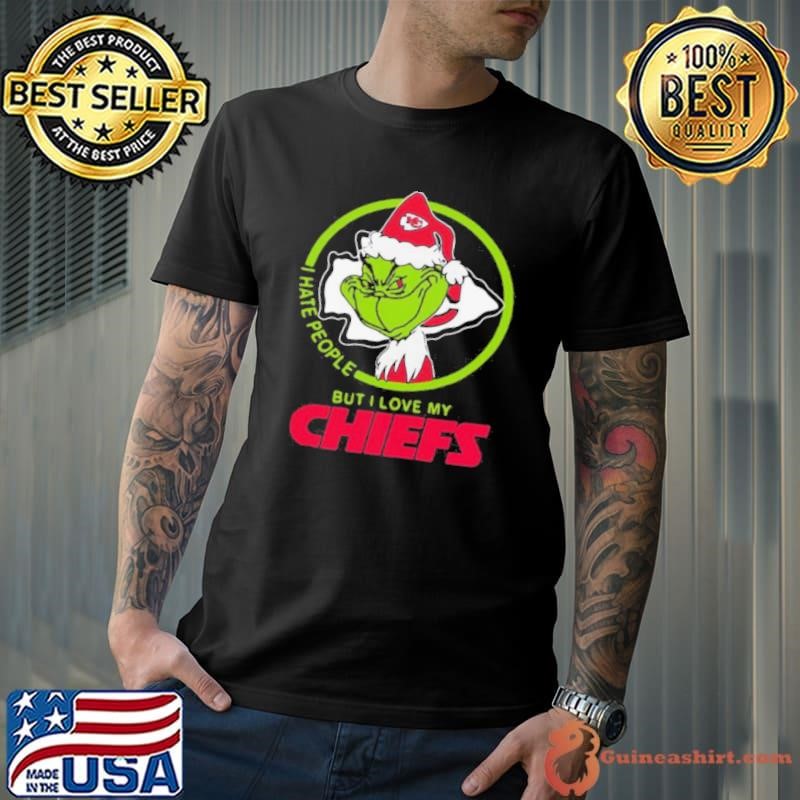 Grinch Santa I Hate People But I Love My Kansas City Chiefs Christmas shirt