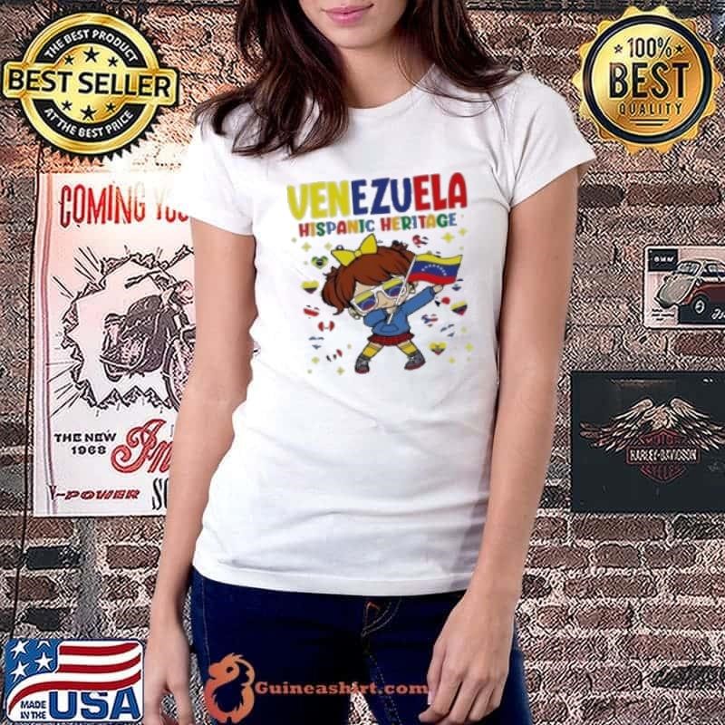 Hispanic Heritage Month Venezuela Flag Venezuelan Girl Cartoon Shirt