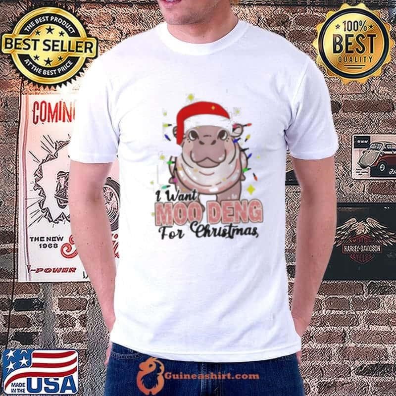 I Want Moo Deng For Christmas Santa Hat Unisex