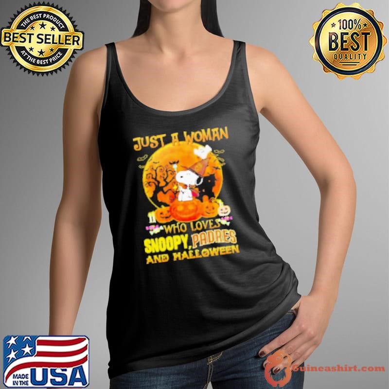 Just a woman who loves Snoopy San Diego Padres and Halloween 2024 Tank Top