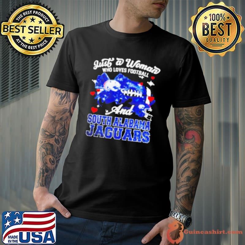 Just a woman who loves football and South Alabama Jaguars 2024 Shirt