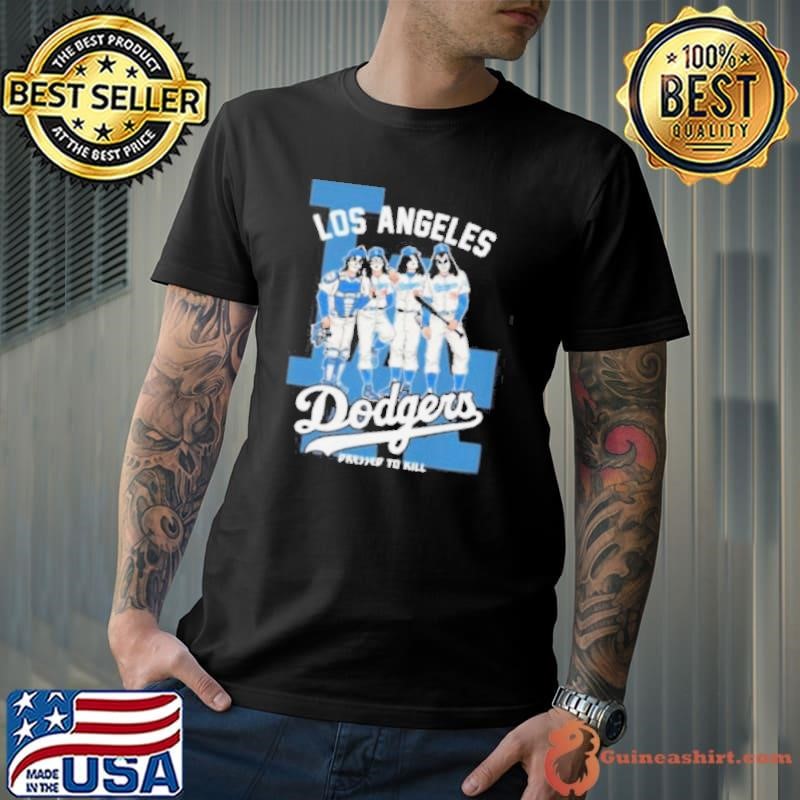 Kiss Band X Los Angeles Dodgers Dressed To Kill Shirt