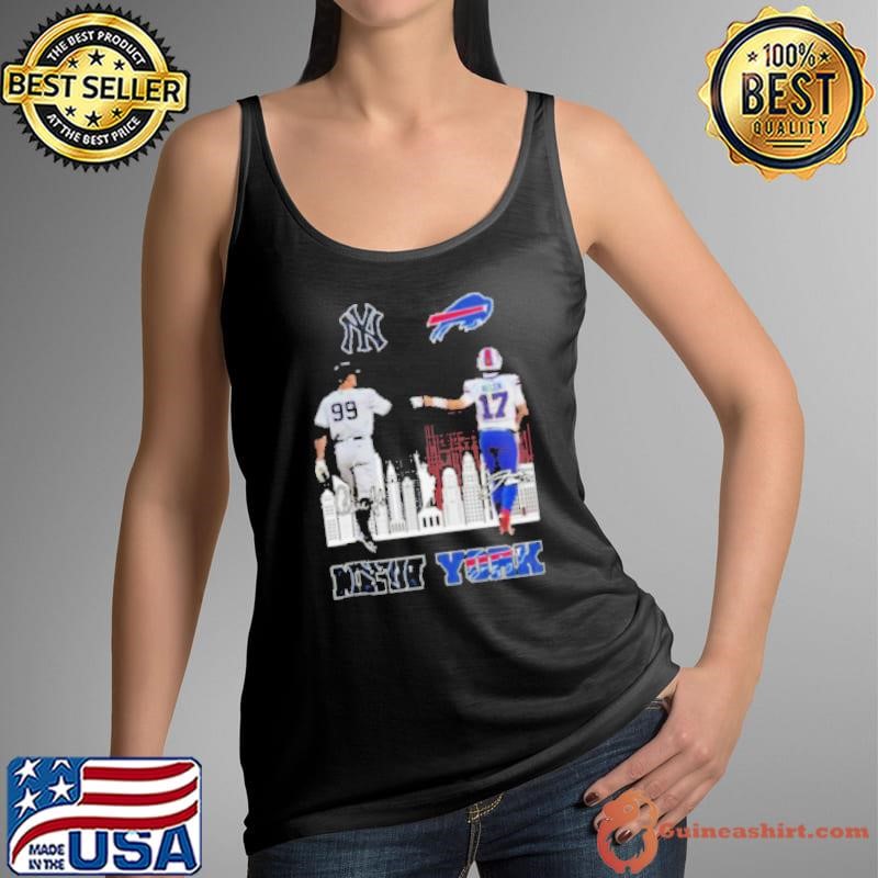 New York Yankees Aaron Judge And Buffalo Bills Josh Allen Signatures Skyline 2024 Tank Top