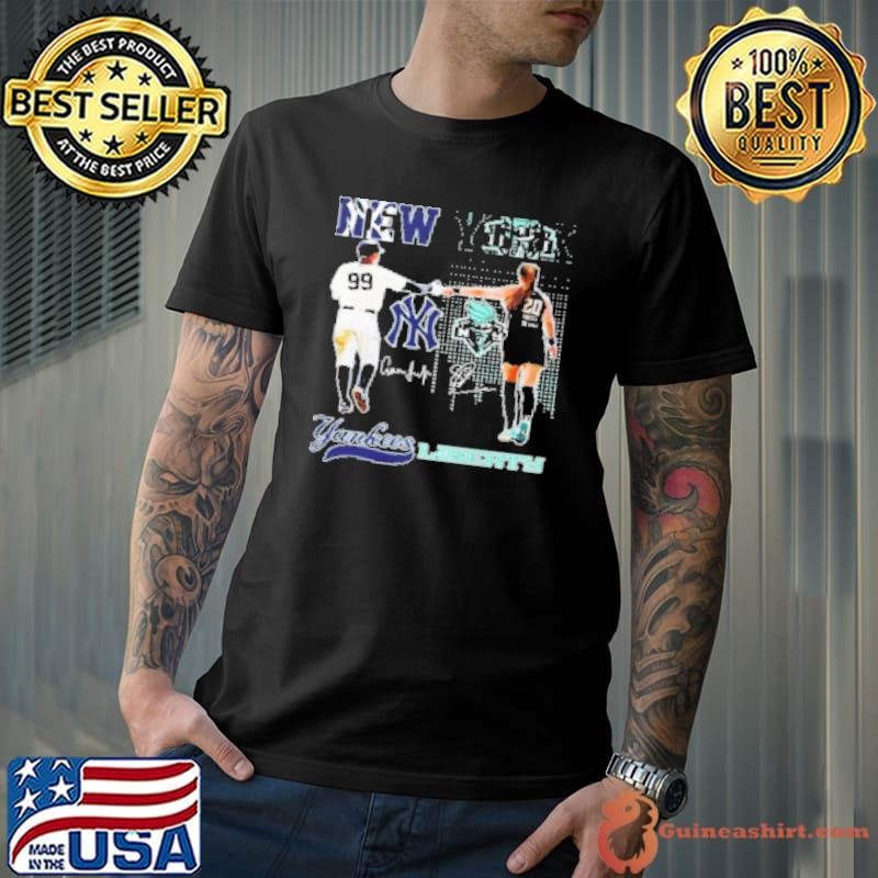 New York Yankees Aaron Judge New York Liberty Sabrina Ionescu Signatures 2024 Shirt