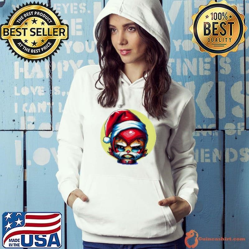 Nice Cartoon Character Wearing Santa Claus Hat and Red Beard Shirt