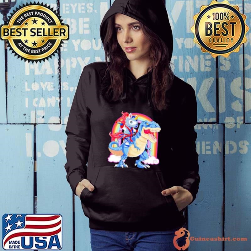 Ninja Unicorn Riding Dinosaur T Rex Funny Rainbow Sweat Shirt