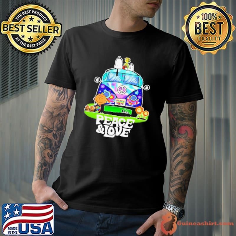 Peace Love Lgbt Bus Peanuts Snoopy Woodtosck shirt