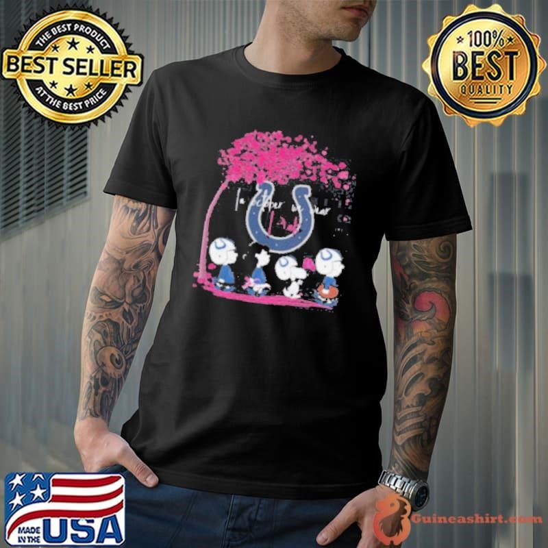 Peanuts Characters Indianapolis Colts In October We Wear Pink 2024 Shirt