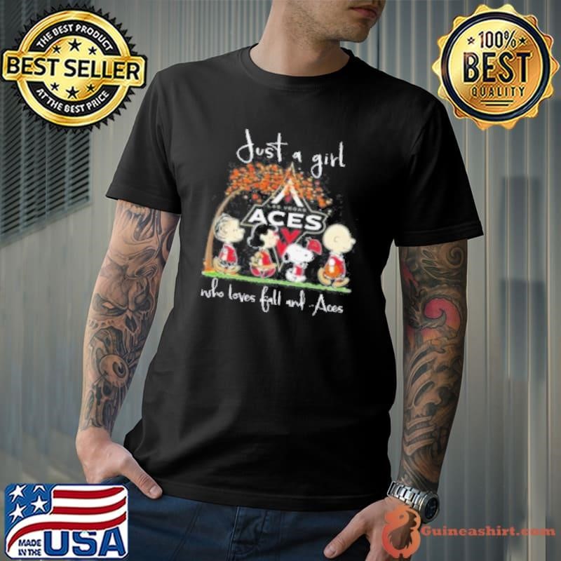 Peanuts Characters Just A Girl Who Loves Fall And Las Vegas Aces 2024 Unisex
