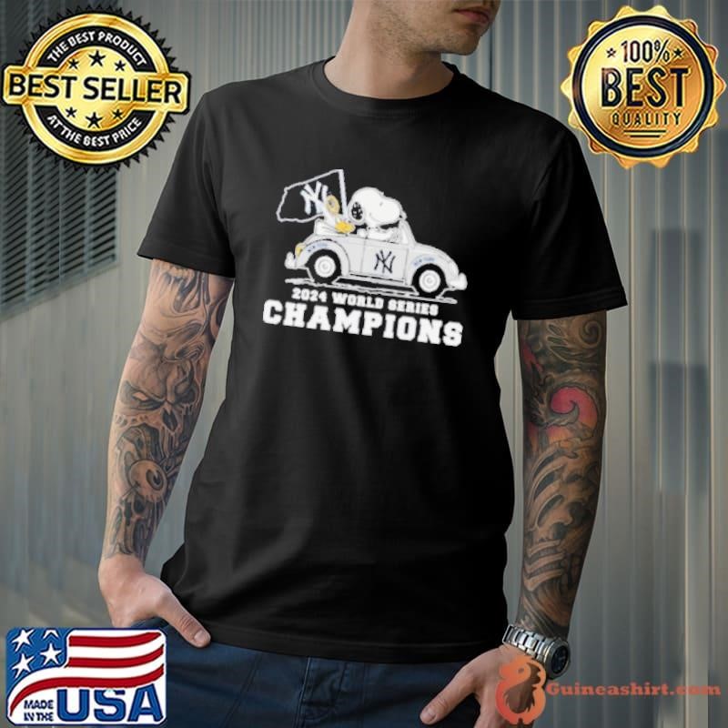 Peanuts Snoopy And Woodstock On Car X New York Yankees World Series Champions Shirt