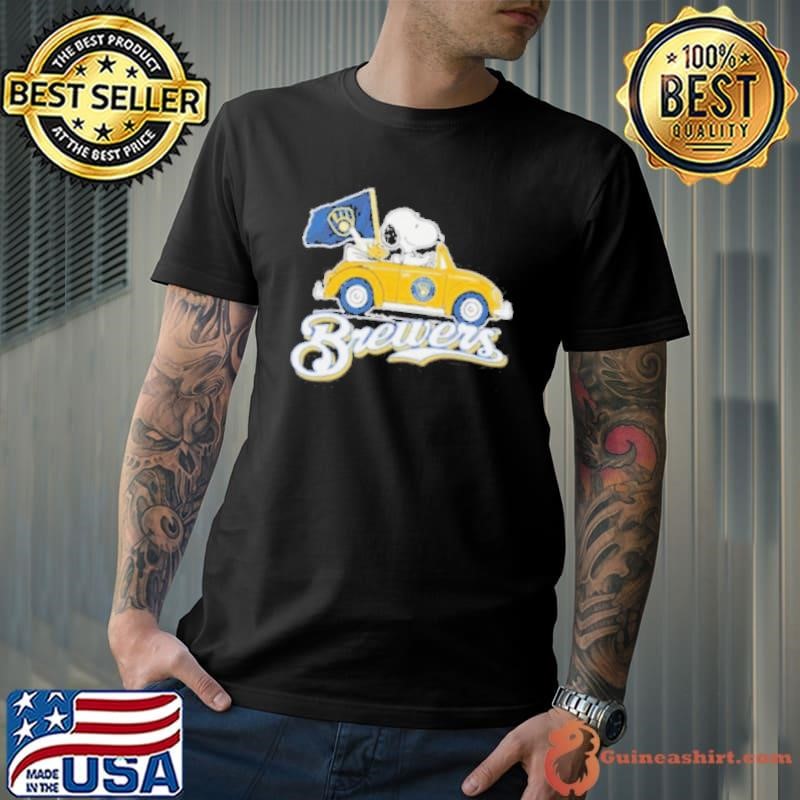 Peanuts Snoopy And Woodstock X Milwaukee Brewers October Driving Car Shirt