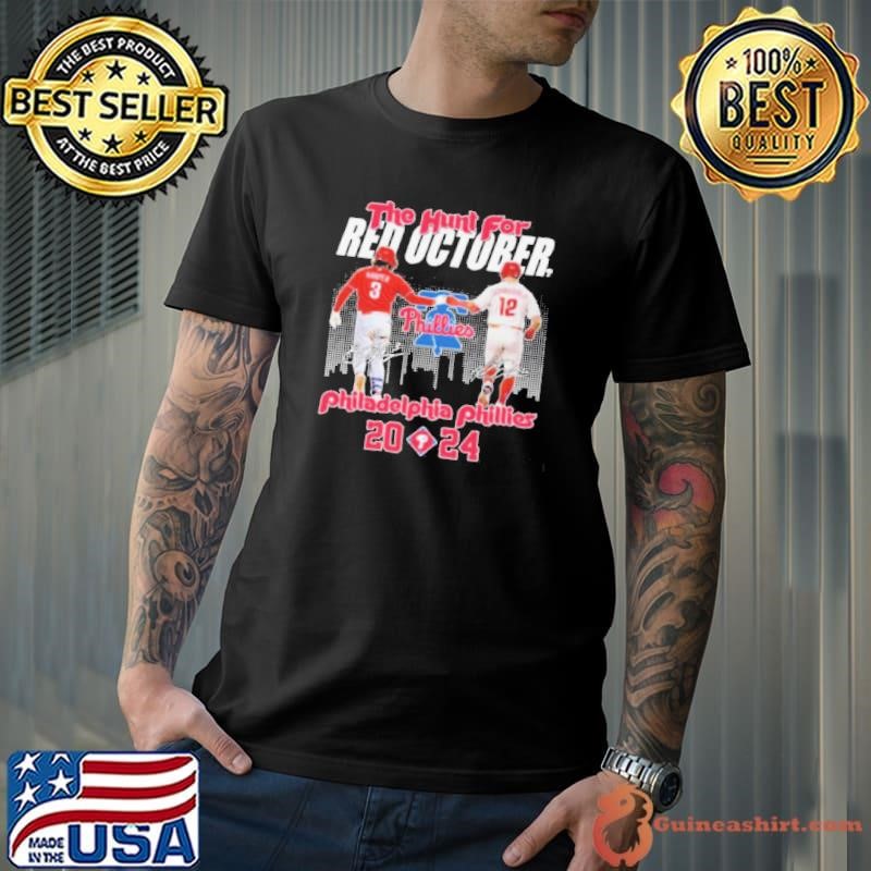Philadelphia Phillies The Hunt For Red October 2024 Baseball League Harper and Schwarber Signatures t shirt